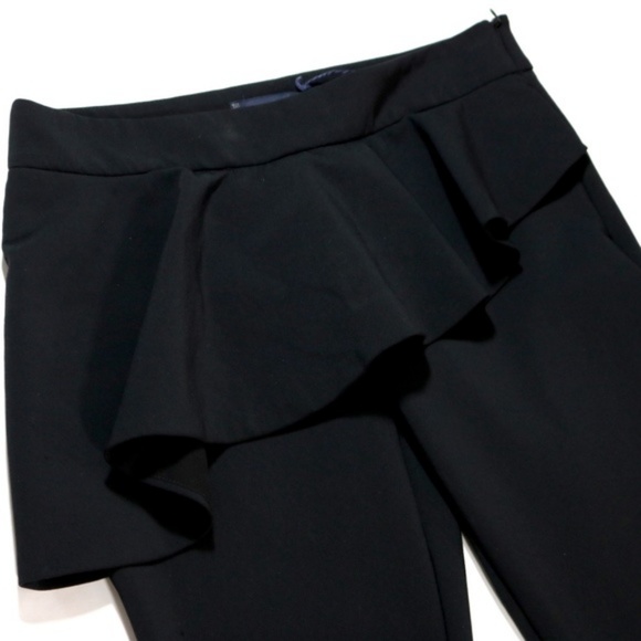 Zara Trousers With Ruffled Waist Ankle Zip - Picture 2 of 4